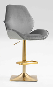 FOTEL HR350KW STALOWY WELUR ZŁOTA PODSTAWA