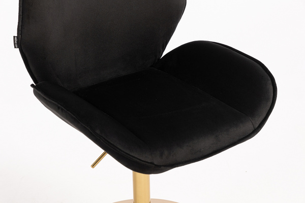 FOTEL HR350N CZARNY WELUR ZŁOTA PODSTAWA