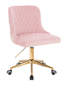 FOTEL HR940K PUDROWY RÓŻ WELUR ZŁOTA PODSTAWA