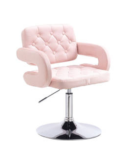 HOKER HR8403 PUDROWY RÓŻ WELUR  CHROMOWANA PODSTAWA