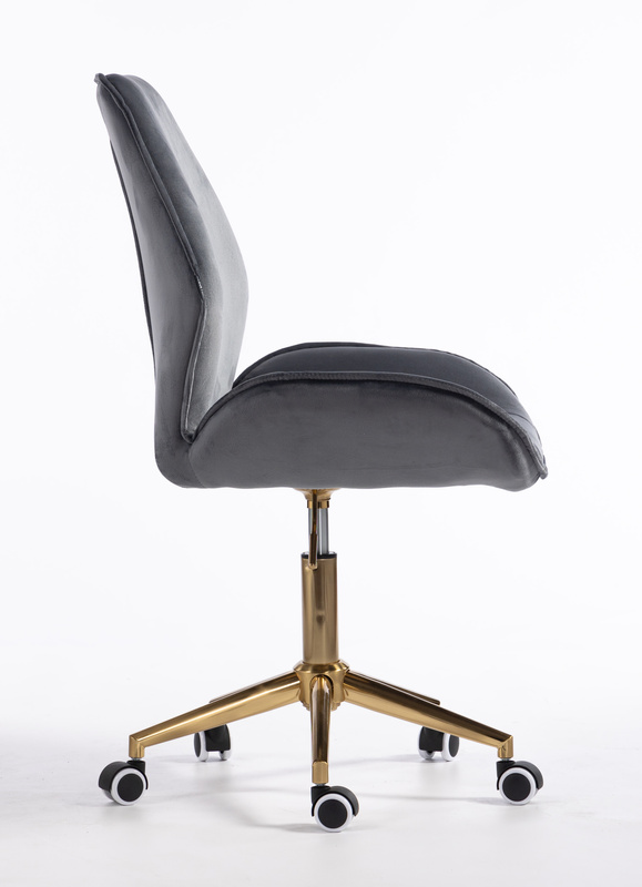 FOTEL HR350K GRAFITOWY WELUR ZŁOTA PODSTAWA