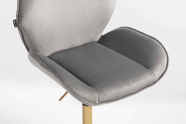 FOTEL HR350N STALOWY WELUR ZŁOTA PODSTAWA