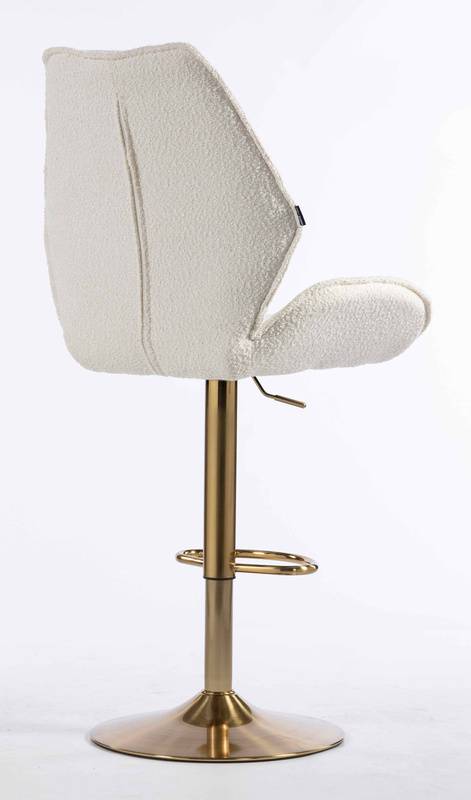 FOTEL HR350W KREMOWY BARANEK ZŁOTA PODSTAWA