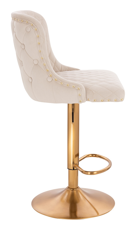 FOTEL HR940W KREMOWY WELUR ZŁOTA PODSTAWA