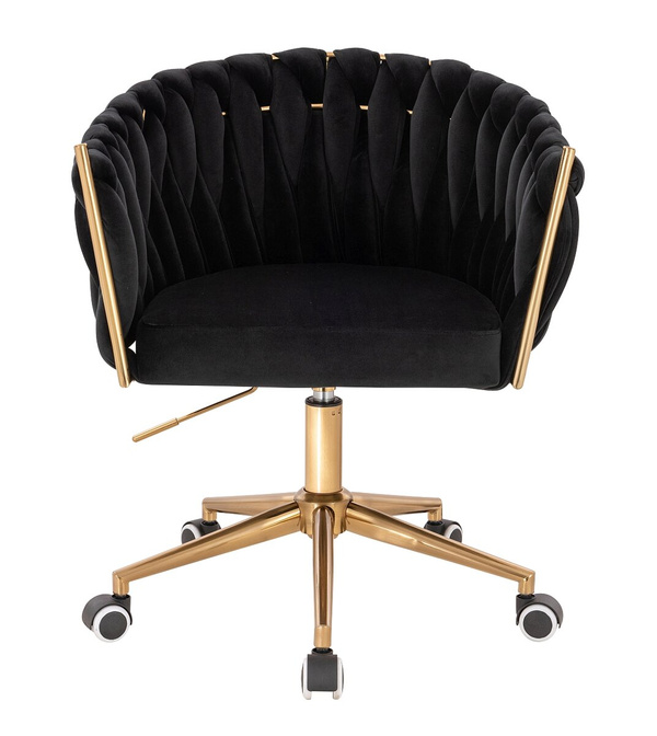 FOTEL HR750K CZARNY WELUR ZŁOTA PODSTAWA