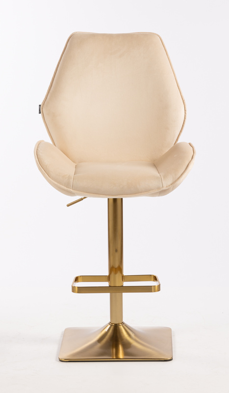 FOTEL HR350KW KREMOWY WELUR ZŁOTA PODSTAWA