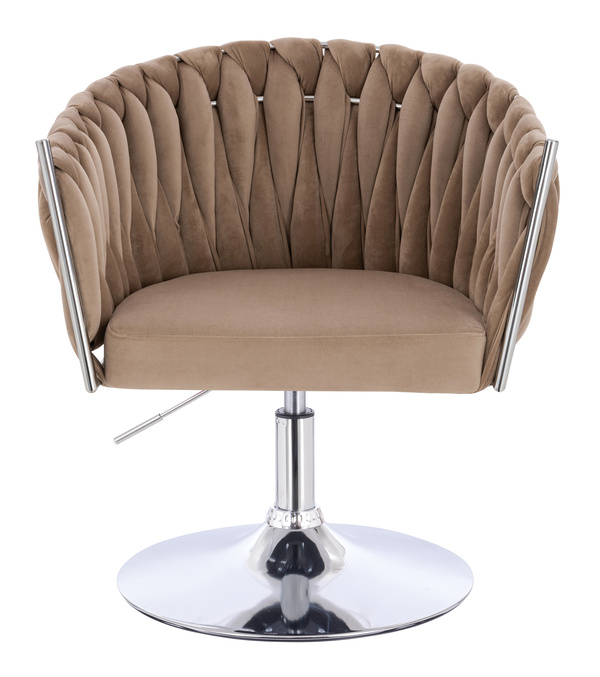 FOTEL HR750N LATTE WELUR CHROMOWANA PODSTAWA