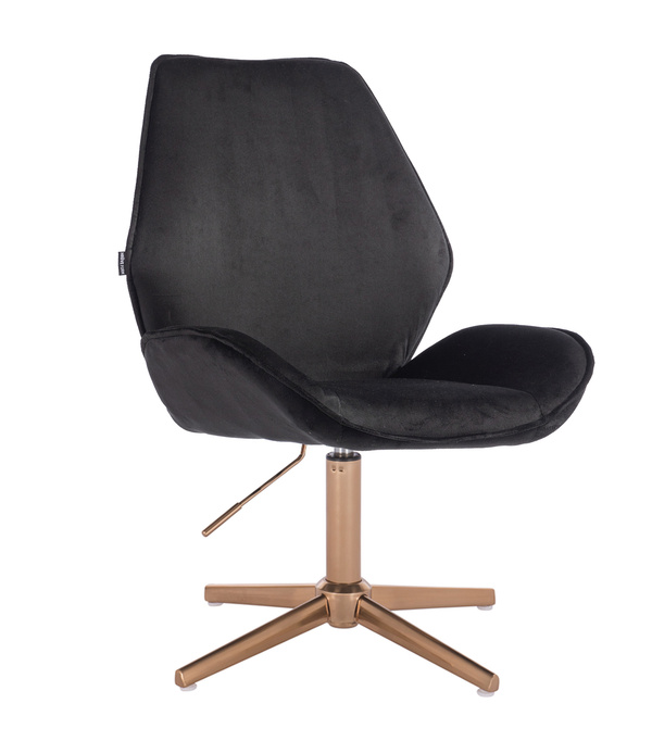 FOTEL HR350CROSS CZARNY WELUR ZŁOTA PODSTAWA