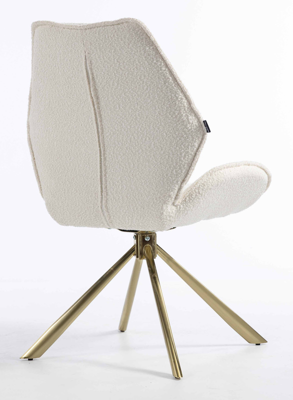 FOTEL HR350 PAJĄK KREMOWY BARANEK ZŁOTA PODSTAWA