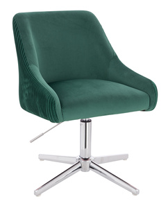 FOTEL HR920CROSS BUTELKOWA ZIELEŃ WELUR CHROMOWANA PODSTAWA