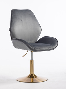 FOTEL HR350N GRAFITOWY WELUR ZŁOTA PODSTAWA