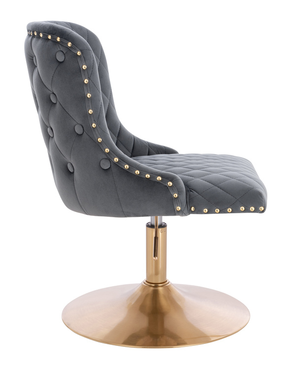 FOTEL HR940N GRAFITOWY WELUR ZŁOTA PODSTAWA