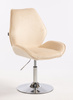 FOTEL HR350N KREMOWY WELUR CHROMOWANA PODSTAWA