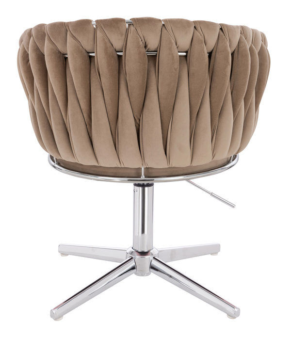 FOTEL HR750CROSS LATTE WELUR CHROMOWANA PODSTAWA