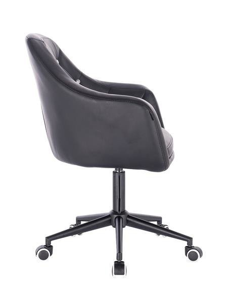 FOTEL HR830 CZARNA SKÓRA CZARNY MAT KÓŁKA