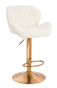 FOTEL HR111W KREMOWY BARANEK ZŁOTA PODSTAWA