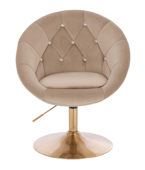 FOTEL HR8516CN LATTE WELUR ZŁOTA PODSTAWA