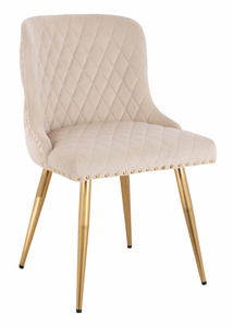HR940 KRZESŁO ZŁOTE NOGI KREMOWY WELUR
