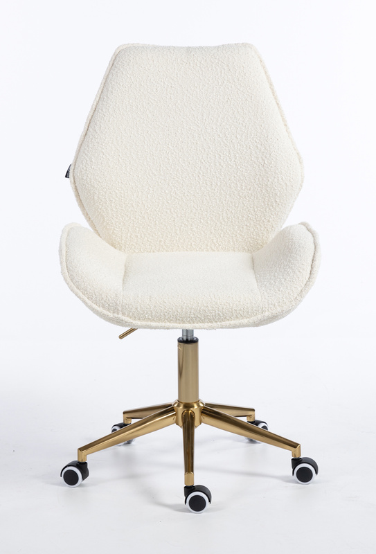 FOTEL HR350K KREMOWY BARANEK ZŁOTA PODSTAWA