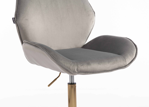 FOTEL HR350K STALOWY WELUR ZŁOTA PODSTAWA