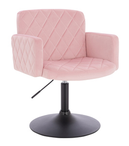 FOTEL HR802N PUDROWY RÓŻ WELUR CZARNA PODSTAWA