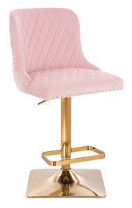 FOTEL HR940KW PUDROWY RÓŻ WELUR ZŁOTA PODSTAWA