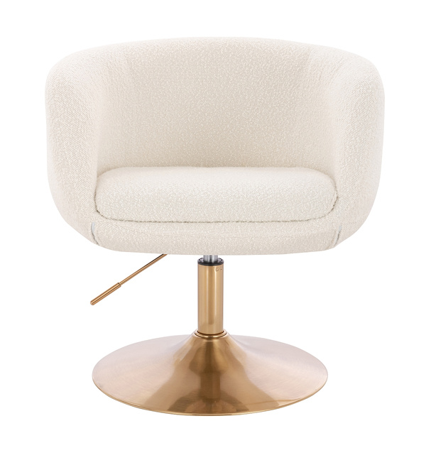 FOTEL HR333N KREMOWY BARANEK ZŁOTA PODSTAWA