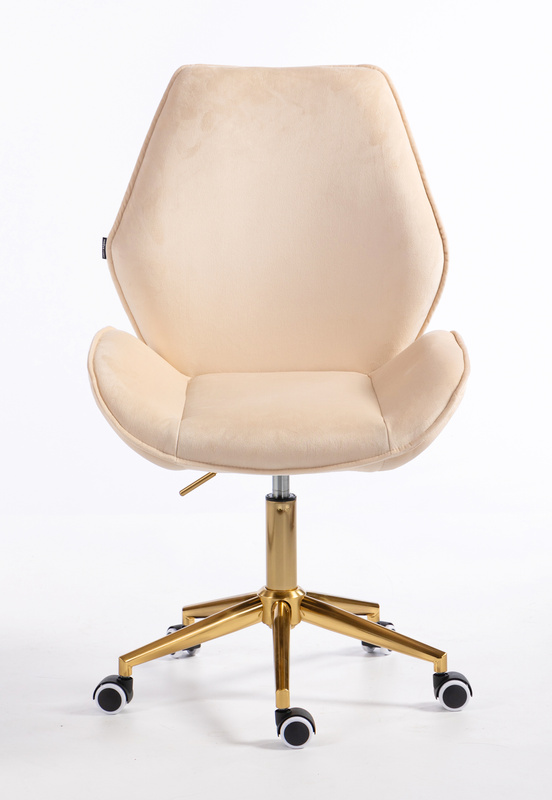 FOTEL HR350K KREMOWY WELUR ZŁOTA PODSTAWA