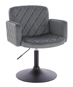 FOTEL HR802N GRAFITOWY WELUR CZARNA PODSTAWA