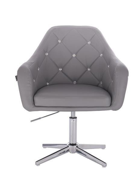 FOTEL HR830 SZARA SKÓRA CROSS CHROM