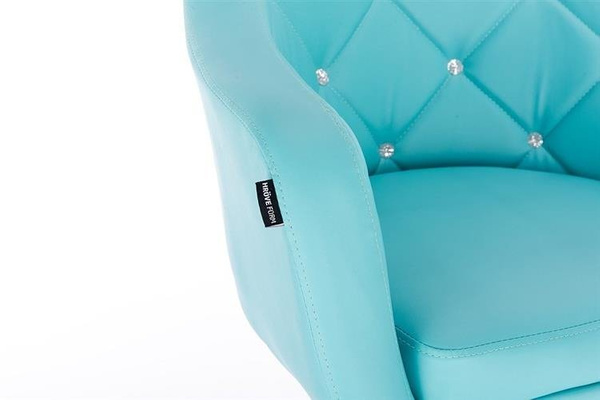 FOTEL HR830 TURKUSOWA SKÓRA CHROM KÓŁKA