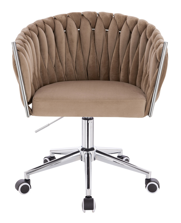 FOTEL HR750K LATTE WELUR CHROMOWANA PODSTAWA