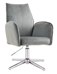 FOTEL HR280CROSS STALOWY WELUR CHROMOWANA PODSTAWA