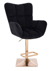 FOTEL HR650KW CZARNY WELUR ZŁOTA PODSTAWA