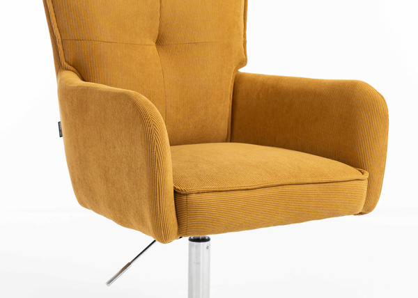 HOKER HR250CROSS ŻÓŁTY CURRY PREMIUM CORD SZTRUKS CHROMOWANA PODSTAWA