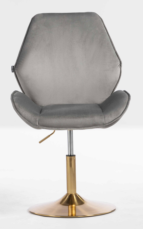 FOTEL HR350N STALOWY WELUR ZŁOTA PODSTAWA