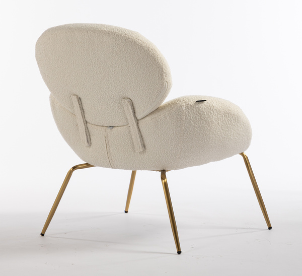 FOTEL HR2045 KREMOWY BARANEK ZŁOTA PODSTAWA