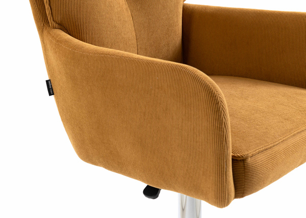 HOKER HR250W ŻÓŁTY CURRY PREMIUM CORD SZTRUKS CHROMOWANA PODSTAWA