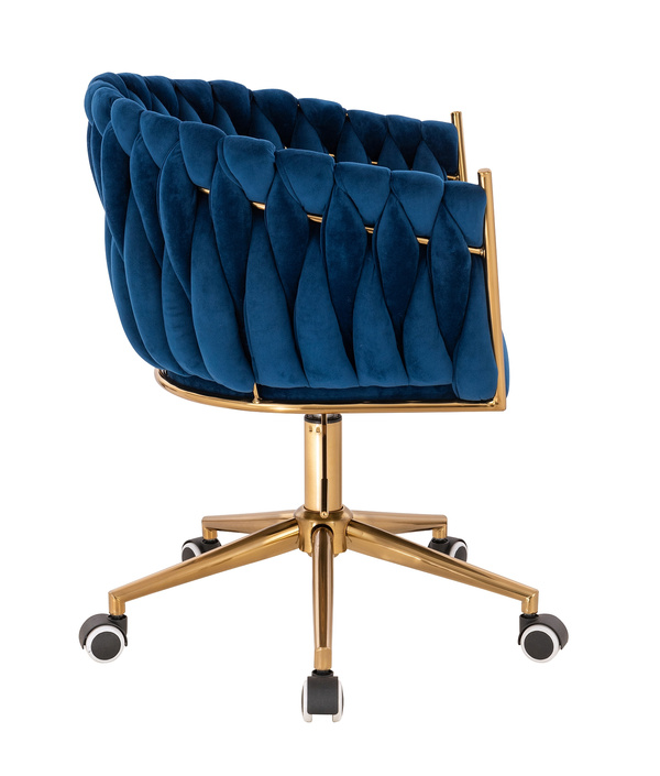 FOTEL HR750K CIEMNE MORZE ZŁOTA PODSTAWA