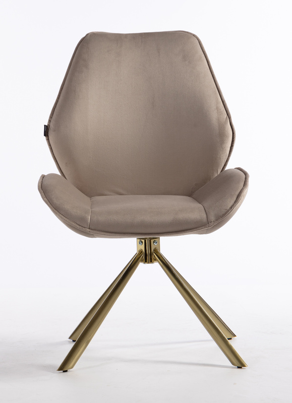 FOTEL HR350 PAJĄK LATTE WELUR ZŁOTA PODSTAWA