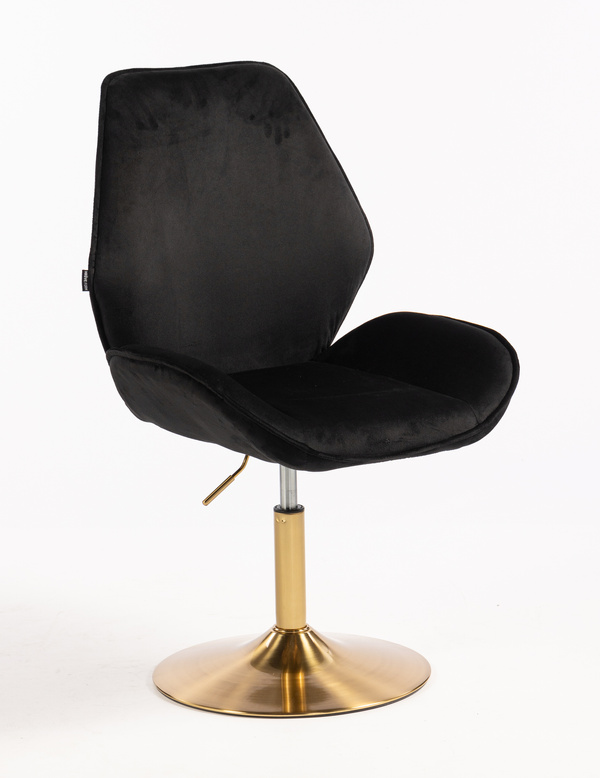 FOTEL HR350N CZARNY WELUR ZŁOTA PODSTAWA