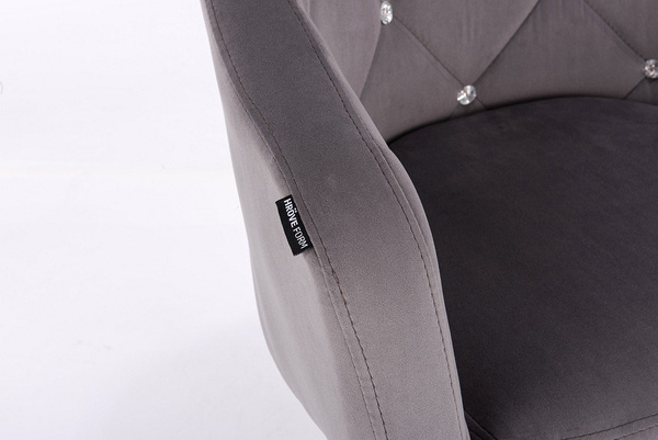 FOTEL HR830K GRAFITOWY WELUR ZŁOTA PODSTAWA