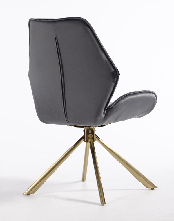 FOTEL HR350 PAJĄK GRAFITOWY WELUR ZŁOTA PODSTAWA