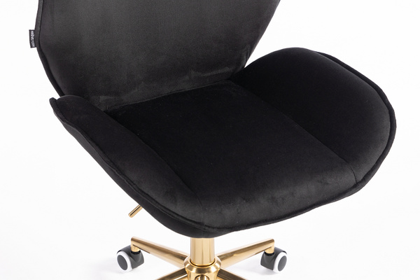 FOTEL HR350K CZARNY WELUR ZŁOTA PODSTAWA