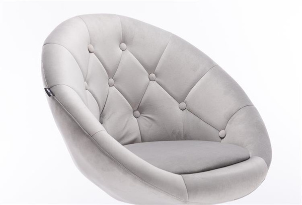 FOTEL HR8516 STALOWY WELUR ZŁOTA PODSTAWA