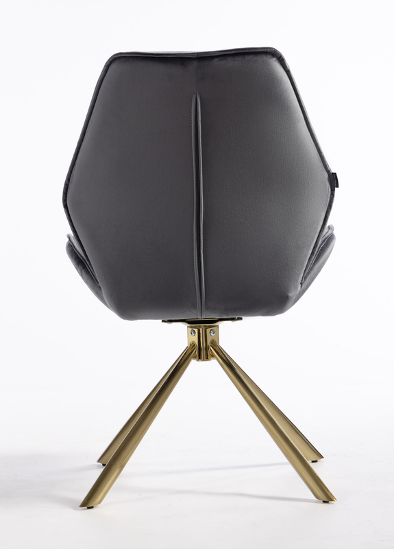 FOTEL HR350 PAJĄK GRAFITOWY WELUR ZŁOTA PODSTAWA