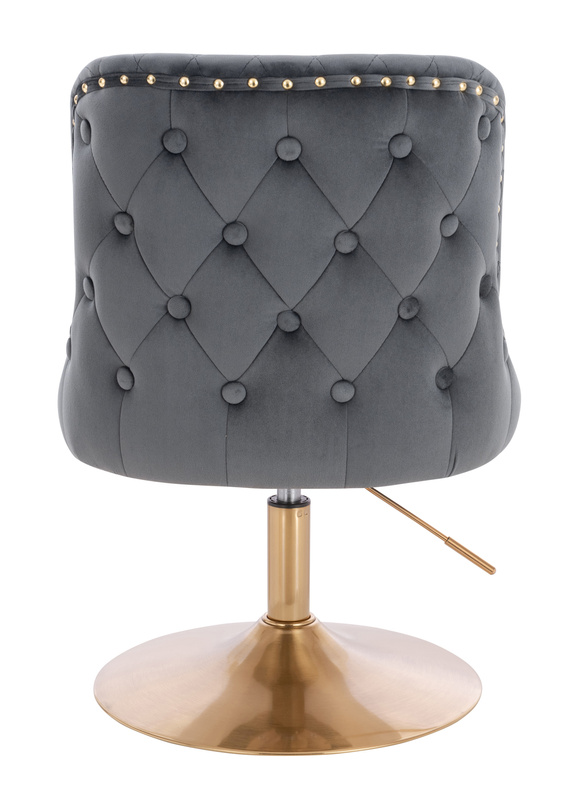 FOTEL HR940N GRAFITOWY WELUR ZŁOTA PODSTAWA