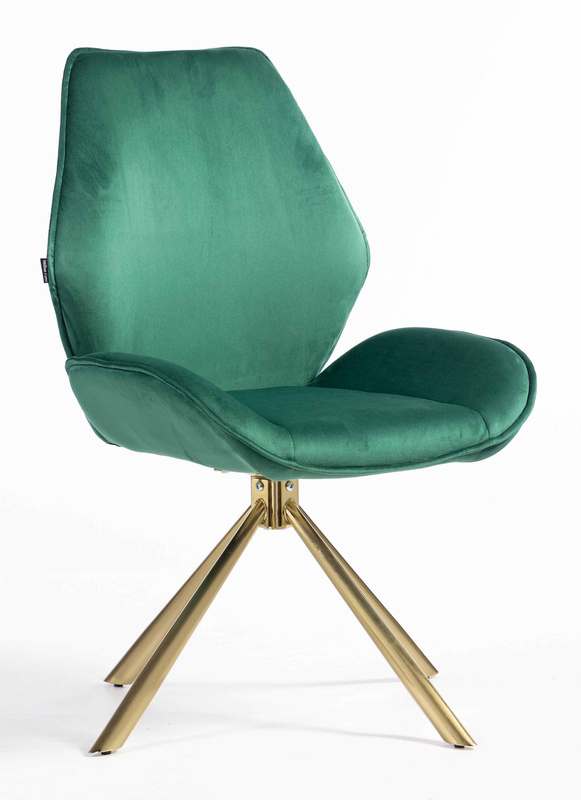 FOTEL HR350 PAJĄK BUTELKOWA ZIELEŃ WELUR ZŁOTA PODSTAWA