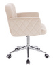 FOTEL HR802K KREMOWY WELUR CHROMOWANA PODSTAWA