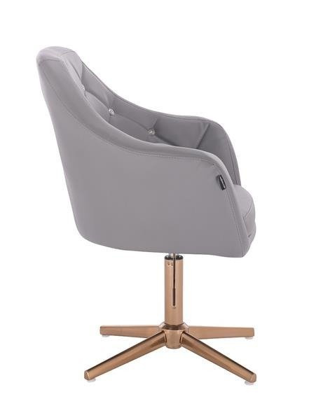 FOTEL HR830 SZARA SKÓRA CROSS ZŁOTY